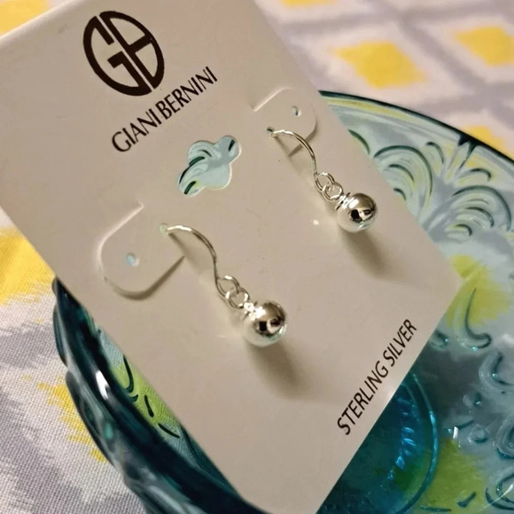 Giani Bernini Sterling Silver Ball 3/4" Drop Dangle Earrings. NWT - Picture 2 of 3